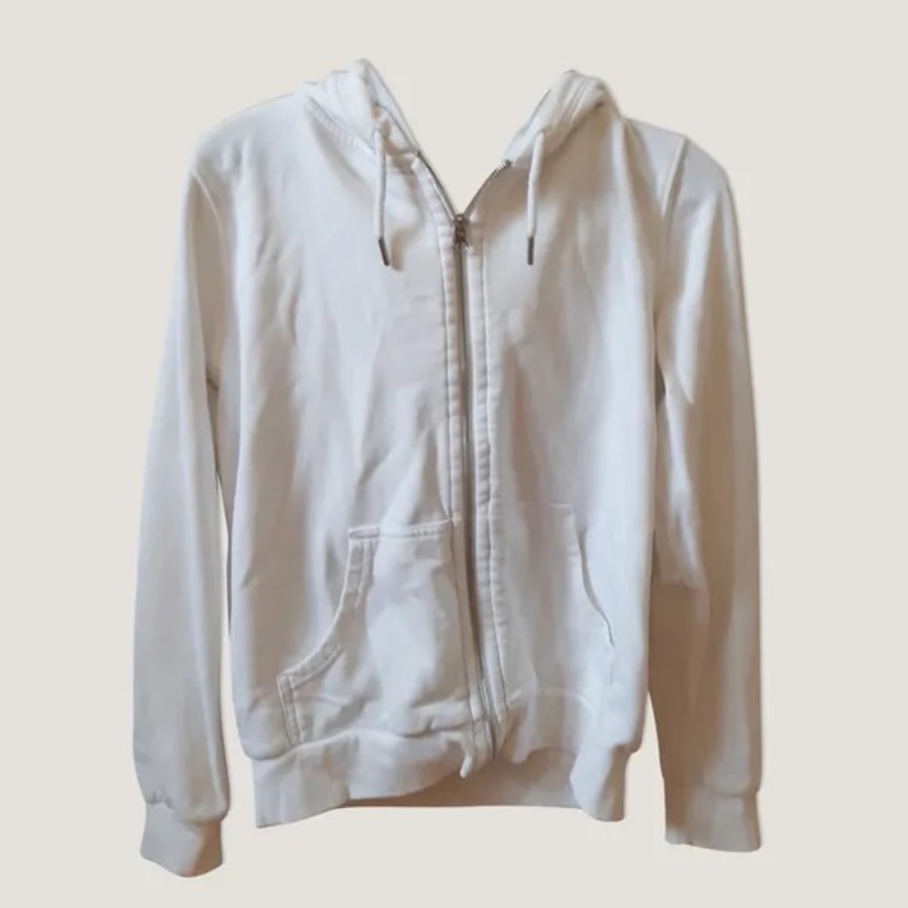 Basic white zipper hoodie
